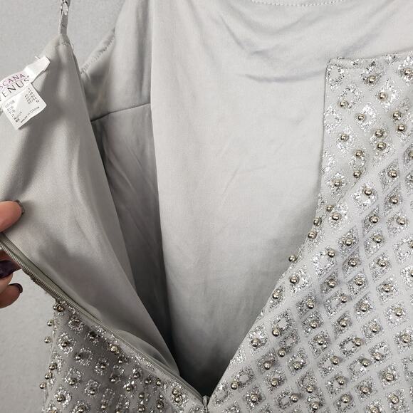 Lascana For Venus Sz L Silver Sparkle Bodycon Mini Dress Bling Sequin NYE Party - Picture 11 of 11